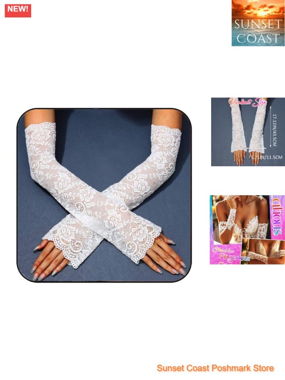 Fingerless Lace Gloves Elbow Length Halloween Costume Arm Sleeves for Women